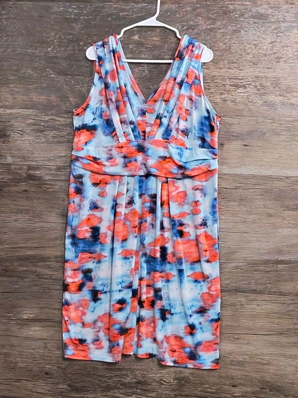 Simply Vera Vera Wang Sleeveless V-Neck Floral Print Dress - Blue & Orange